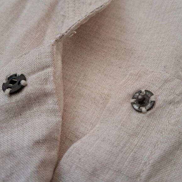 PART TWO DENMARK 100% LINEN SHIRT CROP TOP vest Sz S or 34 EU SNAP BUTTONS BEIGE - Picture 6 of 10